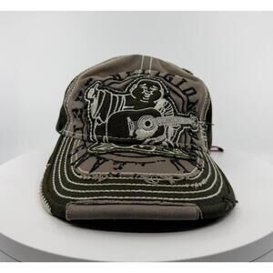 True Religion Hat Cap Buddha Distressed Trucker Strapback Adjustable Vintage Y2K